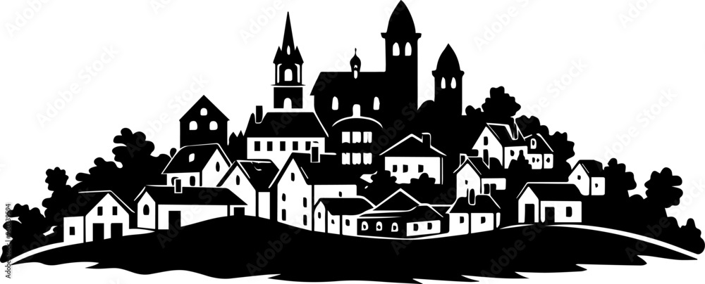 charming rural house vector silhouette charming rural house vector silhouette
