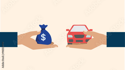 Buying a car. Vector illustration 