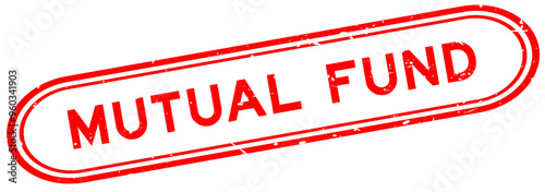Grunge red mutual fund word rubber seal stamp on white background