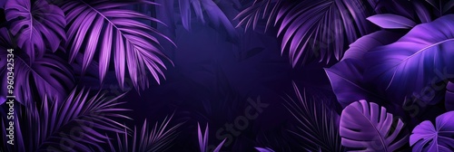 Vibrant Purple Tropical Leaves Against a Dark Background