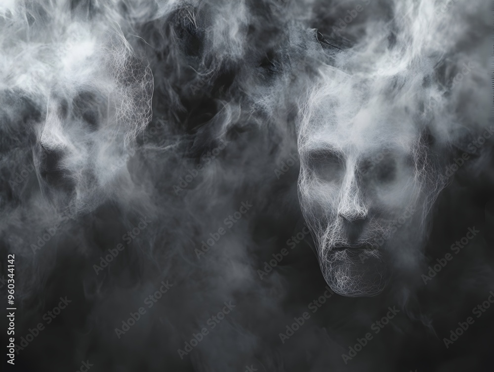 Ghostly Faces Emerge from Swirling Mist of Unsettling Atmosphere