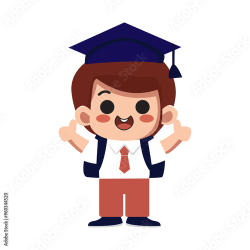 cute graduation character in clipart style, good for education design element