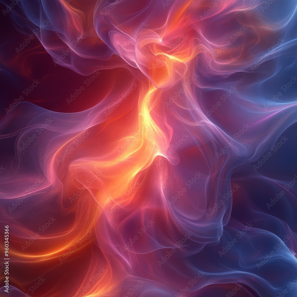 Fototapeta premium Abstract swirling patterns of vibrant colors resembling cosmic energy in a dark background during nighttime
