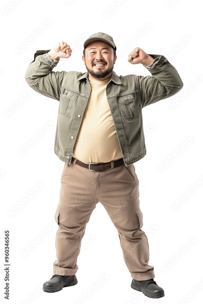 Joyful Plus-Size Man Celebrating Success Joyful Plus-Size Man Celebrating Success