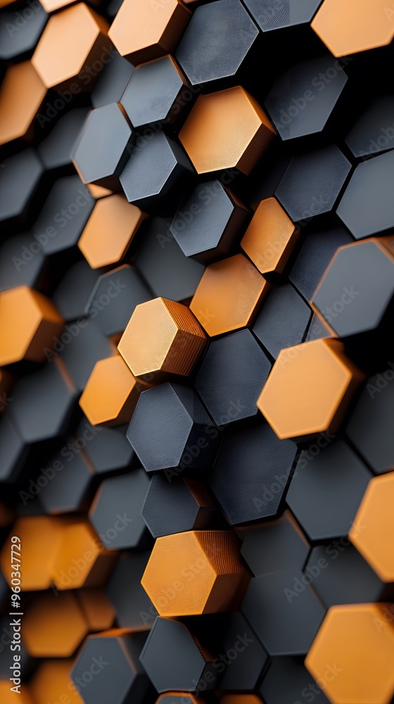 Abstract Hexagon Pattern in Black and Orange. Abstract Hexagon Pattern in Black and Orange.