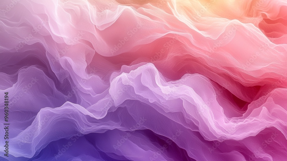 Obraz premium Abstract swirls of vibrant colors blend together to create a dreamy landscape resembling flowing silk at dawn