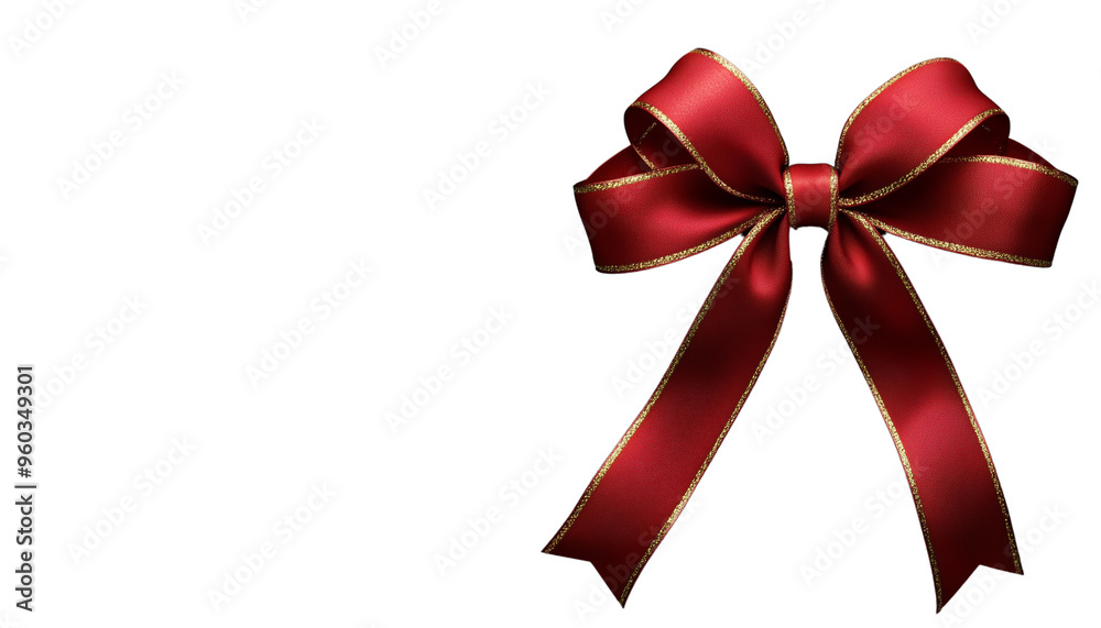 Elegant red ribbon bow on a white background, perfect for holiday decoration, gift wrapping, and festive celebrations. Elegant red ribbon bow on a white background, perfect for holiday decoration, gift wrapping, and festive celebrations.
