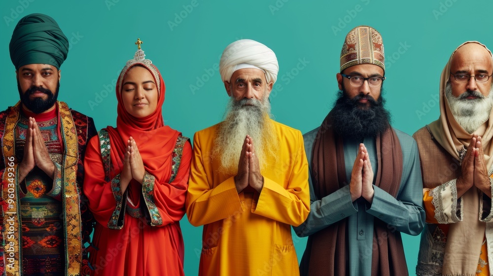 group of people from different religions and cultures divided into colors group of people from different religions and cultures divided into colors