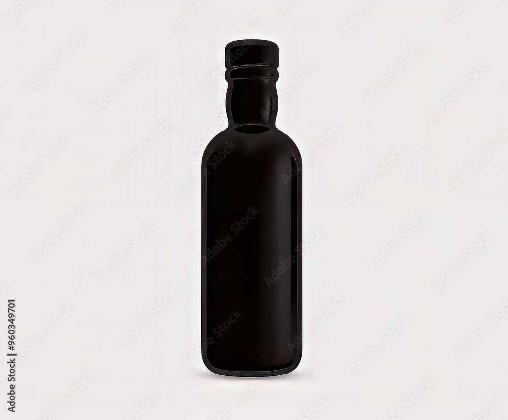 Minimalistic black bottle on a light background. Minimalistic black bottle on a light background.