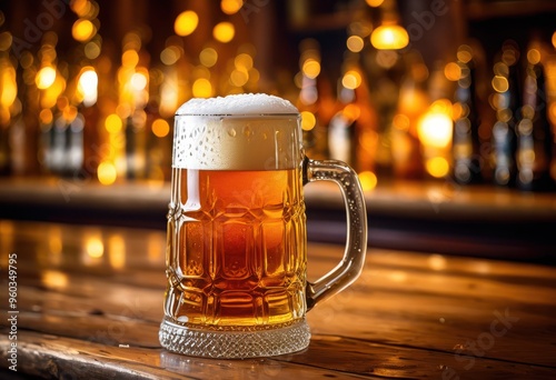 captivating beer stein glimmering moisture beads reflecting light enhancing aesthetic appeal, glass, drinkware, craftsmanship, collection, artistry