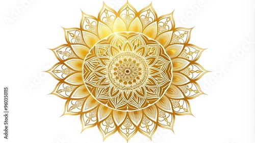 gold mandala design on white background