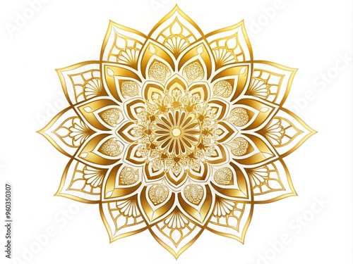 gold mandala design on white background