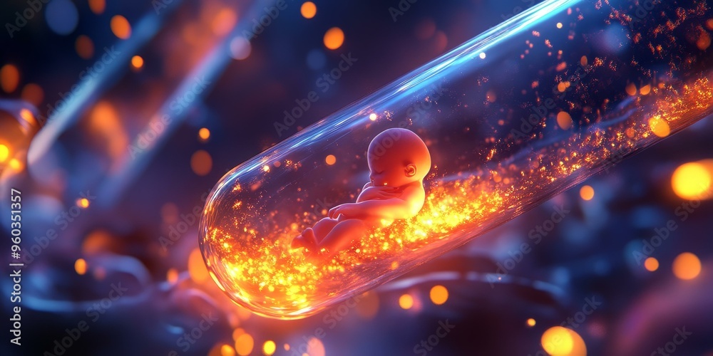 Obraz premium A baby inside a glowing tube.