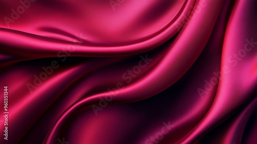 A close-up view of luxurious, flowing crimson satin fabric, showcasing its smooth texture and rich color.