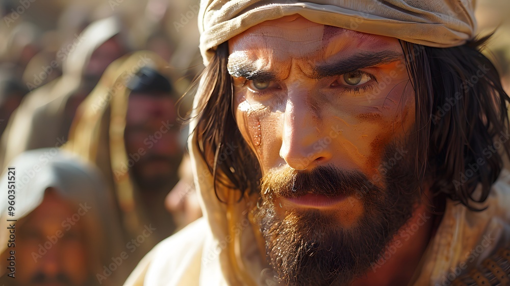Jesus, a beacon of light in the darkness, stands before the blind man, whose eyes now reflect the newfound brightness, the background filled with a soft, golden glow, Jesus, a beacon of light in the darkness, stands before the blind man, whose eyes now reflect the newfound brightness, the background filled with a soft, golden glow,