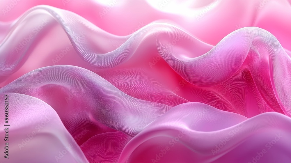 Obraz premium Soft pink silk fabric draped gracefully, highlighting smooth waves and delicate colors in a serene, elegant setting