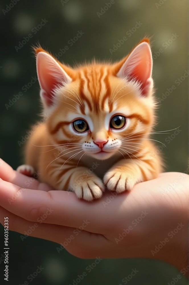 Tabby Orange Cat in hand 2 Tabby Orange Cat in hand 2