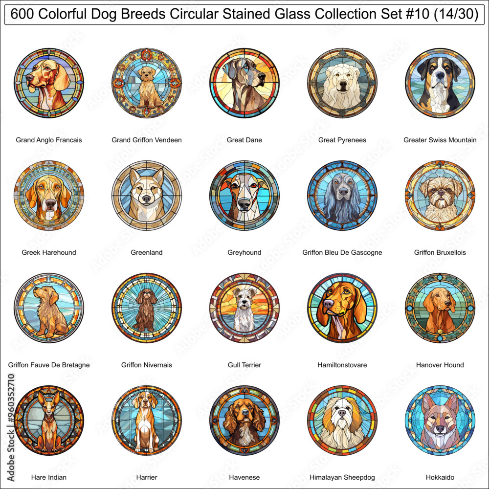 Colorful Dog Breeds Circular Stained Glass Dogs Bundle Collection Set 10 of 600 Dog Faces Isolated Part 14 Colorful Dog Breeds Circular Stained Glass Dogs Bundle Collection Set 10 of 600 Dog Faces Isolated Part 14