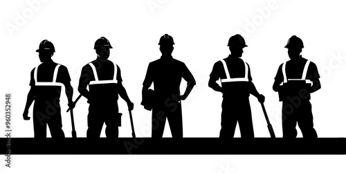 Construction workers vector silhouettes

