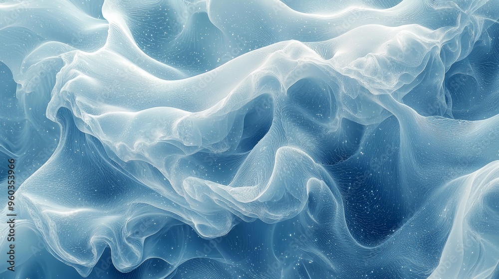 Obraz premium Abstract representation of flowing blue fabric with soft waves highlighted by gentle light