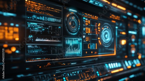 Wallpaper Mural Futuristic Cybersecurity Interface - Real-Time Threat Monitoring and Data Protection Torontodigital.ca