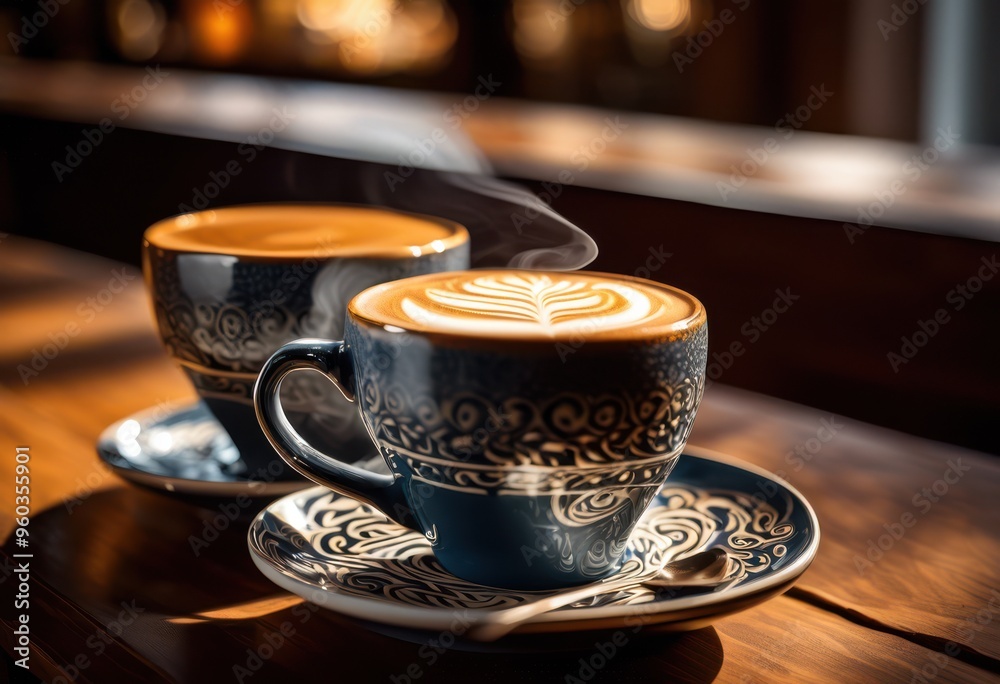 stylish coffee cup featuring unique latte art designs intricate patterns textures elegant beverage experience, creative, craftsmanship, foam, creamy, drinks stylish coffee cup featuring unique latte art designs intricate patterns textures elegant beverage experience, creative, craftsmanship, foam, creamy, drinks