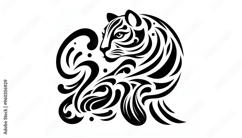 custom made wallpaper toronto digitalDetailed vector illustration of a wild animal in a modern geometric style. The beast is depicted in a dynamic pose with moderate movement, showing off its strong body and distinctive lines. The design