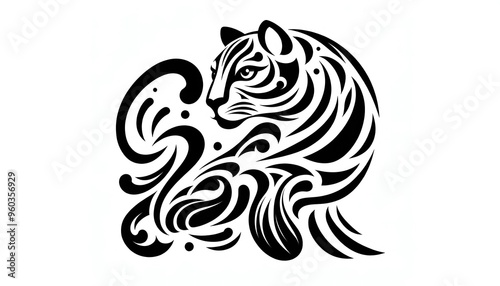 Wallpaper Mural Detailed vector illustration of a wild animal in a modern geometric style. The beast is depicted in a dynamic pose with moderate movement, showing off its strong body and distinctive lines. The design Torontodigital.ca