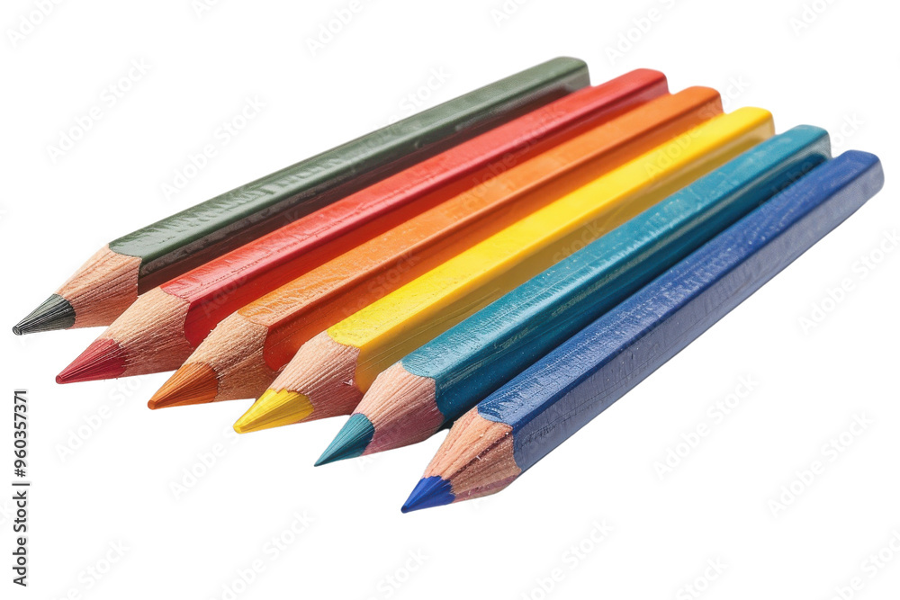A vibrant collection of colored pencils neatly arranged, perfect for art projects, illustrations, and educational use. A vibrant collection of colored pencils neatly arranged, perfect for art projects, illustrations, and educational use.