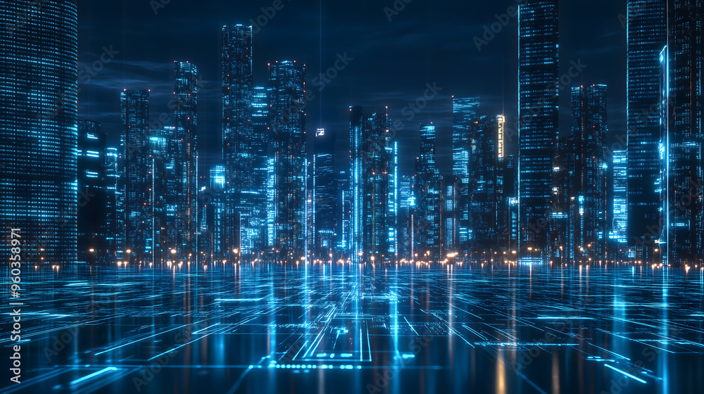 Fototapeta premium Digital Metropolis: A Vision of the Future