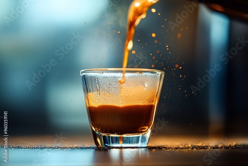 Espresso Coffee Pour Closeup