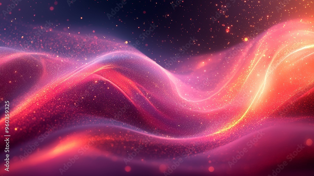 Captivating waves of light and color flow gracefully in an abstract composition during the twilight hours Captivating waves of light and color flow gracefully in an abstract composition during the twilight hours