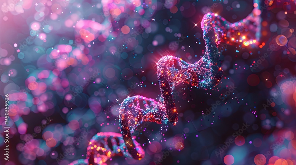 DNA chain. Abstract background. Genetics and medicine concept. 3D rendering DNA chain. Abstract background. Genetics and medicine concept. 3D rendering