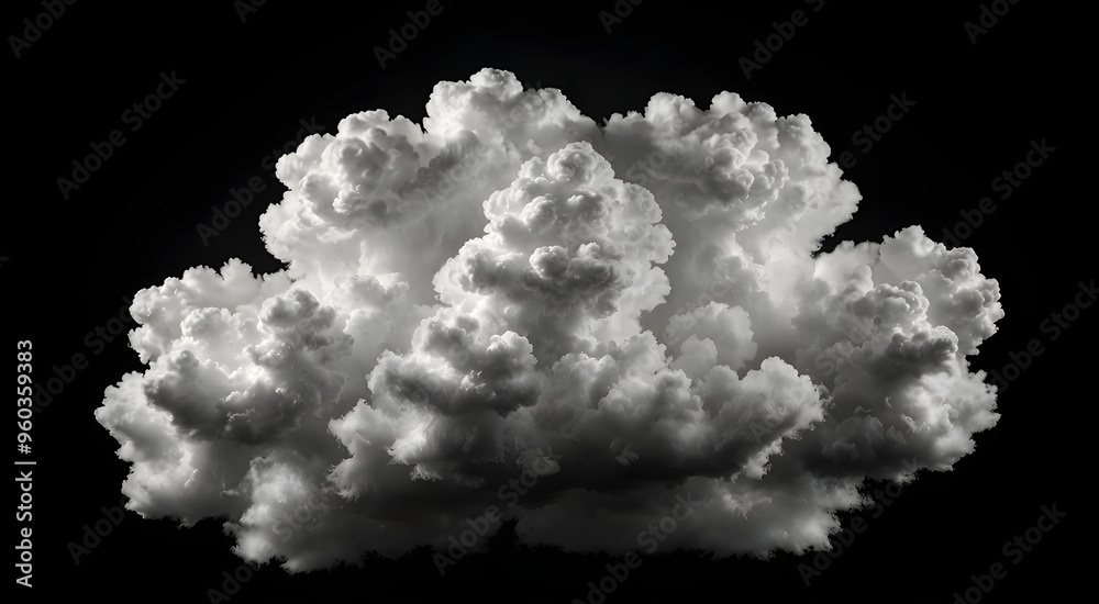 A single cloud in the air overlay, isolated on a black background. Mist, white clouds or mist designs isolated on black background. Abstract cloud. Cloud or dust isolated on abstract white cloud.