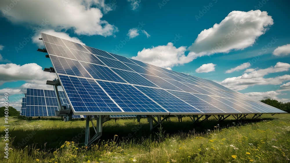 Ground-Mounted Solar Array in Open Field: A Vivid Tapestry of Sustainable Power and Natural Splendor Ground-Mounted Solar Array in Open Field: A Vivid Tapestry of Sustainable Power and Natural Splendor