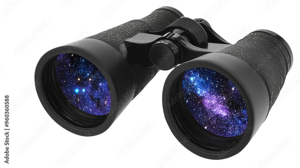 Pair of binoculars with starry night view isolated on transparent background Pair of binoculars with starry night view isolated on transparent background