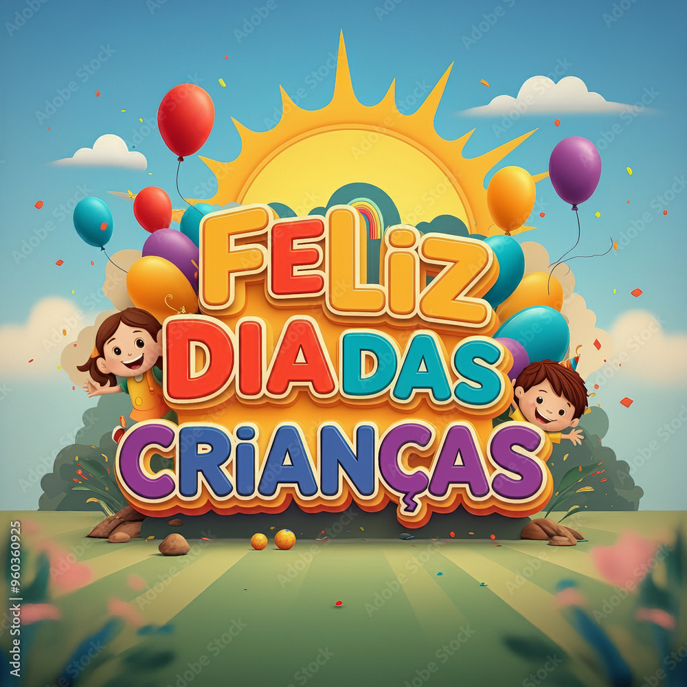 Feliz dia das Crianças. 12 de outubro. Dia da criança. Crianças ...
