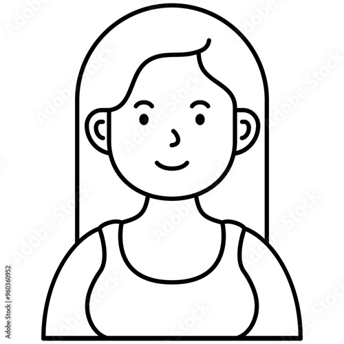 woman long hair cartoon character