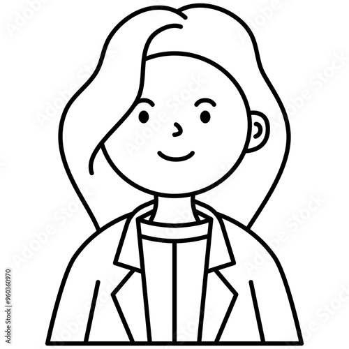 woman long hair cartoon character icon