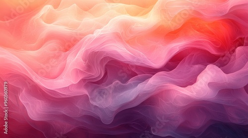 Colorful abstract waves of pink and orange blending together with soft textures in a stunning artistic display