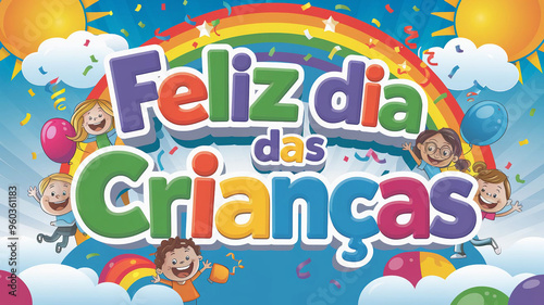 Feliz dia das Crianças. 12 de outubro. Dia da criança. Crianças. Infantil. Dia dos pequenos. Criançada. Dia feliz. Letreiro dia das crianças. Dia das crianças colorido. 