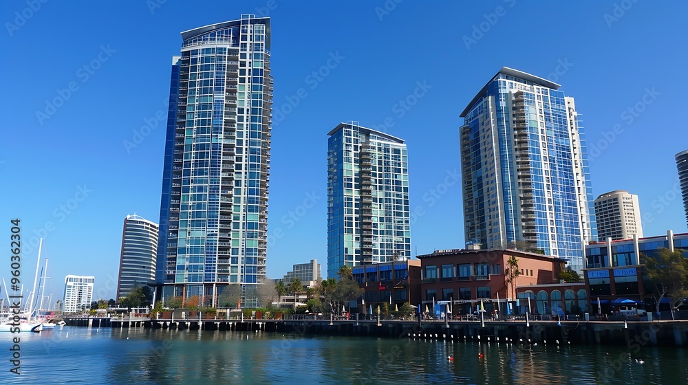 Modern Skyscrapers and Waterfront in San Diego Modern Skyscrapers and Waterfront in San Diego