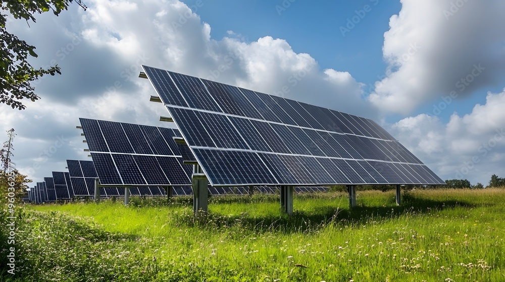 Ground-Mounted Solar Array in Open Field: A Vivid Tapestry of Sustainable Power and Natural Splendor Ground-Mounted Solar Array in Open Field: A Vivid Tapestry of Sustainable Power and Natural Splendor