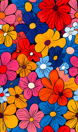 Wallpaper Mural floral and leaf seamless patterns in doodle-style tile designs with graphic format. Torontodigital.ca
