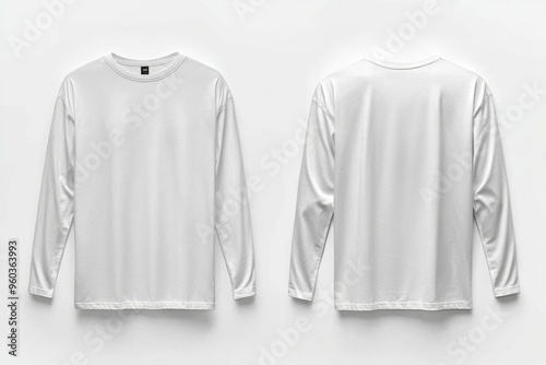 Wallpaper Mural White Long Sleeve Tshirt Mockup Isolated created with Generative AI Torontodigital.ca