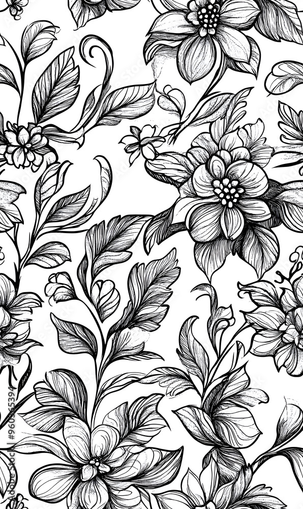 floral and leaf seamless patterns in doodle-style tile designs with graphic format. floral and leaf seamless patterns in doodle-style tile designs with graphic format.