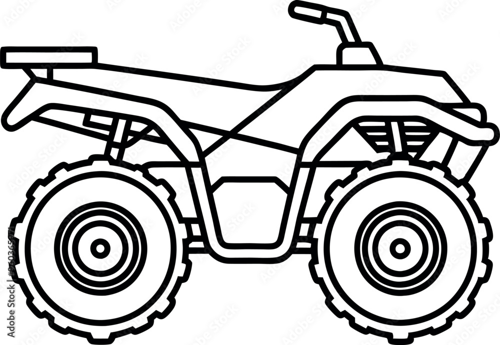 Black and White Line Art Illustration of an All-Terrain Vehicle ATV with Simple Design Elements Black and White Line Art Illustration of an All-Terrain Vehicle ATV with Simple Design Elements