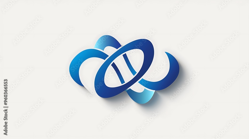Abstract Blue and White Design with Intertwining Shapes Abstract Blue and White Design with Intertwining Shapes
