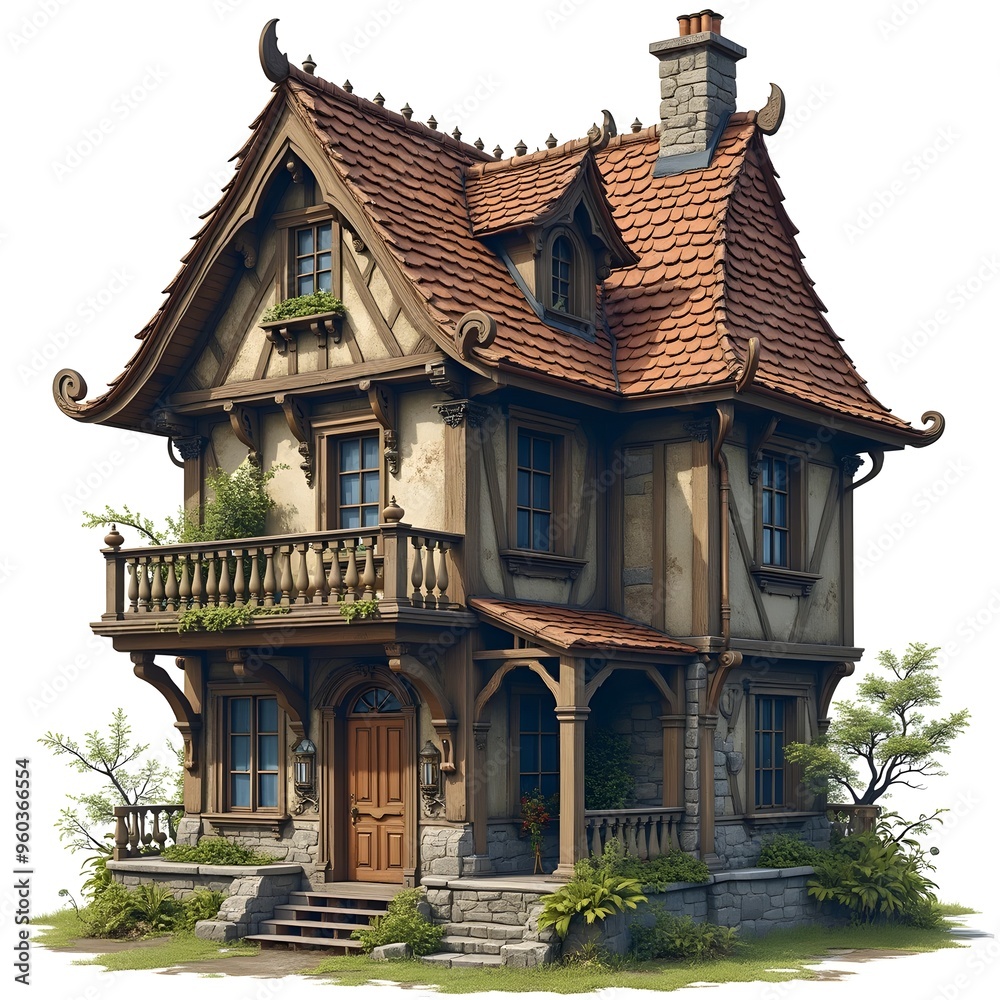Charming fairy tale house with detailed architecture. Charming fairy tale house with detailed architecture.