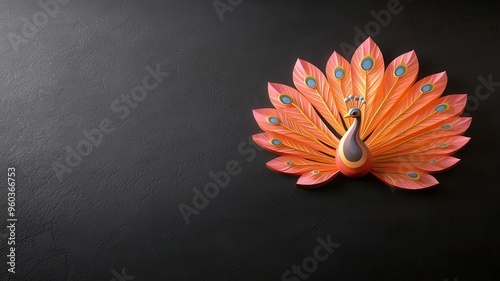 Diwali rangoli, peacock design, 3D illustration, copy space for text, photo